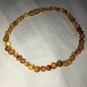 11 inch infant light unpolished raw amber necklace